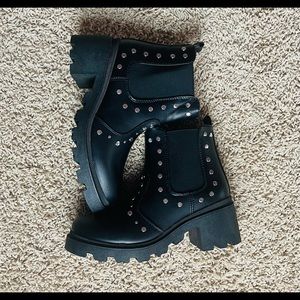 Studded Decor Chelsea Boots Women Black Size 7.5